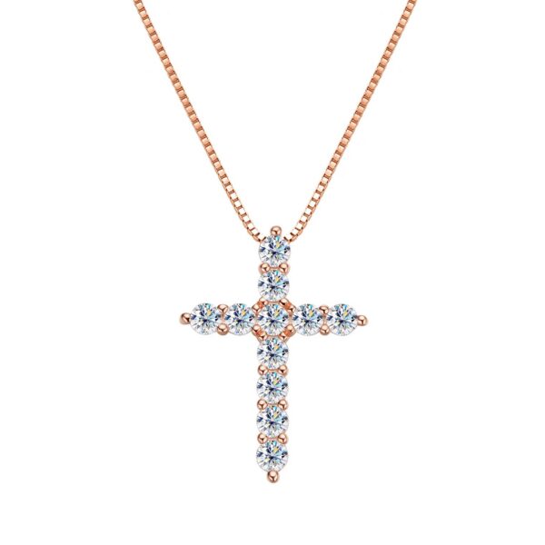 EWYA Real Moissanite Jesus Cross Pendant Necklace for Women Sterling Sier 2.5 3 4mm Diamond Chains Necklaces Fine Jewelry