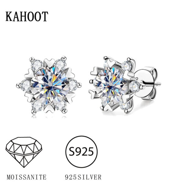 3c8585a58a48b5cb S925 silver moissanite snowflake earrings for women, fashionable and classic 6-claw design as a Valentine's Day gift for friends