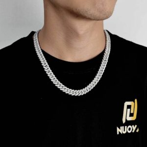 3c90891b2e6f978c HOYON 10mm Lab Moissanite Diamond Cuban Chain Men's S Sier Plated Necklace Zircon Bracelet Hip Hop Rock Neck Collar Jewelry