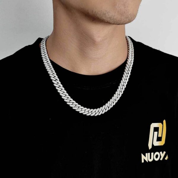 HOYON 10mm Lab Moissanite Diamond Cuban Chain Men's S Sier Plated Necklace Zircon Bracelet Hip Hop Rock Neck Collar Jewelry