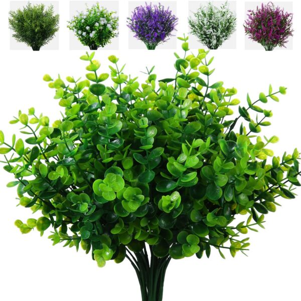 3c9345860909252f Artificial Plants Flowers Grass Shrubs 8 Pack No Fade Faux Plastic Flowers Outdoor for Farmhouse Garden Porch Patio Indoor Wedding Decoration Greenery Fake Plants uv Resistant