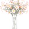 3c9528bc326a3fdb 2 Pcs Artificial Fake Flowers Plants Cosmos Silk Flower Arrangements Wedding Bouquets Decorations Plastic Floral Table Centerpieces for Home Kitchen Garden Party Decor Approx 23.6'' High - White