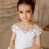 FATAPAESE Girl Dress For Wedding Lace Appqulies Tulle Skirt White Ivory Ball Gown Illusion Summer Sleeveless Communion Clothes