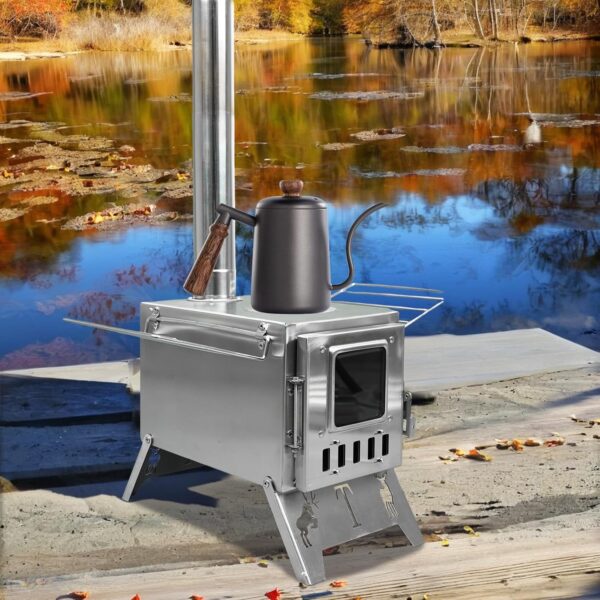3caa29fc38665962 WUDLEP Tent Camping Stove, Tent Stove Wood Burning Stoves, Portable Stainless Steel Tent Wood Stoves with Chimney Pipes Portable Camping Cookware for Camping Heating Lodging Cooking