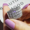 Micro Pave Lab Diamond Ring Sterling sier Engagement Wedding Band Rings for Women Bridal Birthday Party Jewelry Gift