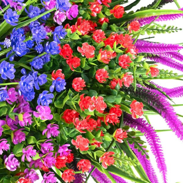 Artificial Plants Outdoor, 24PCS Lavender Artificial Flowers, UV Resistant Fake Flowers, Faux Flowers for Outdoor Planters for Home Garden Outside Porch Decor