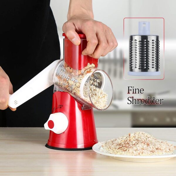 Rotary Cheese Grater Shredder Chopper Round Tumbling Box Mandoline Slicer Nut Gr