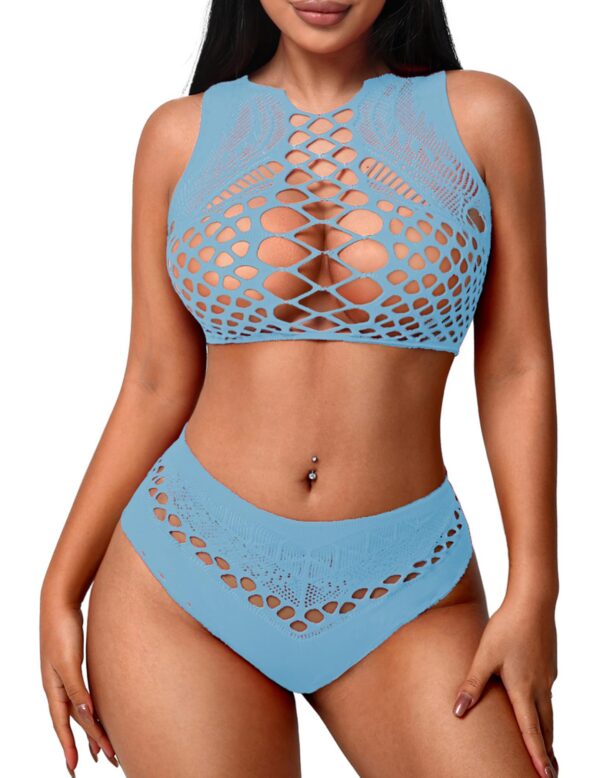 Avidlove Women's Fishnet for Women Sexy Two Piece Lingerie Set Stripper Outfit