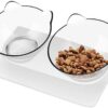 Elevated Cat Bowls with Raised Stand, Pet Food Water Feeder Bowl, 15° Tilted Pet Bowl Stress-Free Suit for Cats Small Dogs