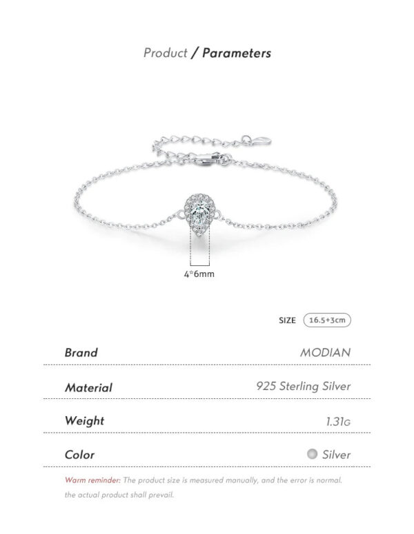 3ce0404f6d5bfa9a MODIAN 925 Sterling Silver Water Drop Clear CZ Bracelet Pear Cut Link Chain Platinum Plated Bracelet For Women Wedding Jewelry