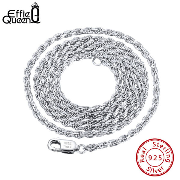 Effie Queen Italian 1.2mm1.5mm 1.7mm Diamond-Cut Rope Chain Necklace 40cm-60cm 100% Sier Woman Man Jewelry Gift DSC29