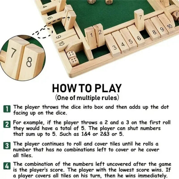 3ced661cef65a177 Dee Four Sided 10 Numbers Shut The Box Board Game Set Dice Party Club Drinking Games for Adults Families