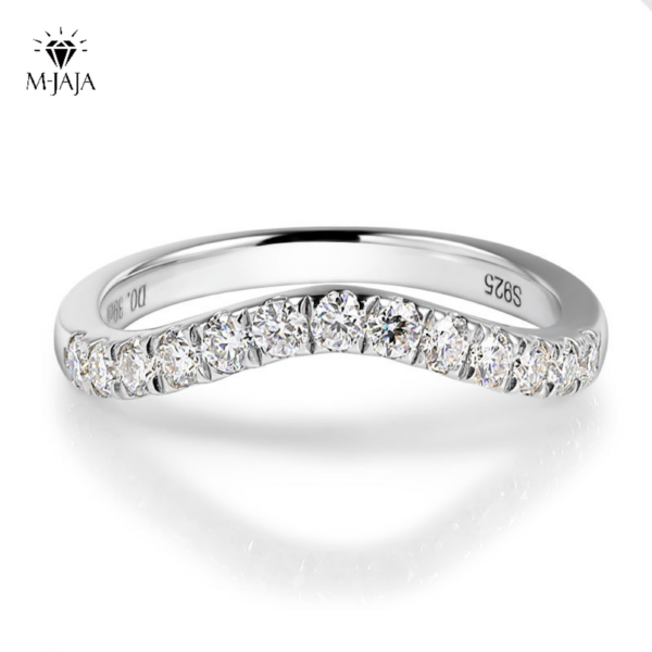 3cf146e2f957943d M-JA Half Eternity Moissanite Ring Curved Wedding Band Sterling Sier 0.39ct Lab Diamond Rings for Women D Color Jewelry