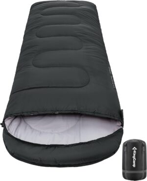 3d14db47120e0f07 KingCamp Oasis Schlafsack, 3 Jahreszeiten, warm, bequem, leicht, tragbar, mit Kapuze, für drinnen und draußen, Camping, Wandern
