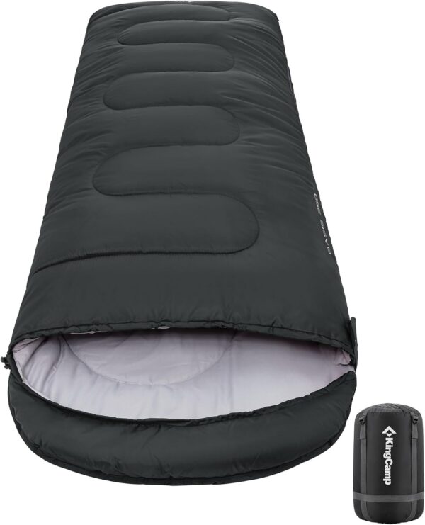 3d14db47120e0f07 KingCamp Oasis Schlafsack, 3 Jahreszeiten, warm, bequem, leicht, tragbar, mit Kapuze, für drinnen und draußen, Camping, Wandern