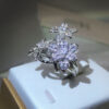 Sier High Quality Pear Shape Branch Zircon Women's Fashion Flower Diamond Big Ring Party Birthday Gift