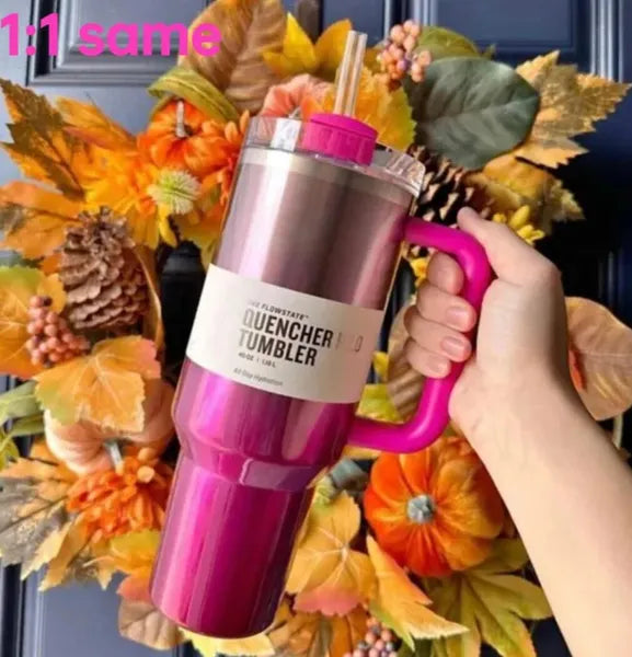 Electric 40oz Tumbler Yellow Orange Green QUENCHER H2.0 Stainless Steel Tumblers Cups with Handle Lid and Straw Winter Neon Pink Car Mugs GG0326