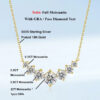 EWYA Sparkling 1.7/2.8/5cttw Full Moissanite Pendant Necklace for Women S Sier Plated Gold Pass Diamond Test Necklaces