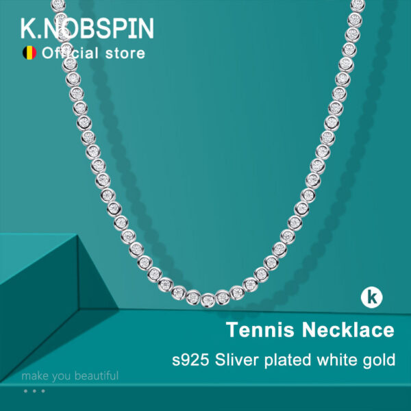 3d3a66cb0cf1f89a KNOBSPIN 2mm 3mm Round Moissanite Tennis Necklace D Color Lab Diamond with GRA Pure Sier Wedding Necklaces for Women Man