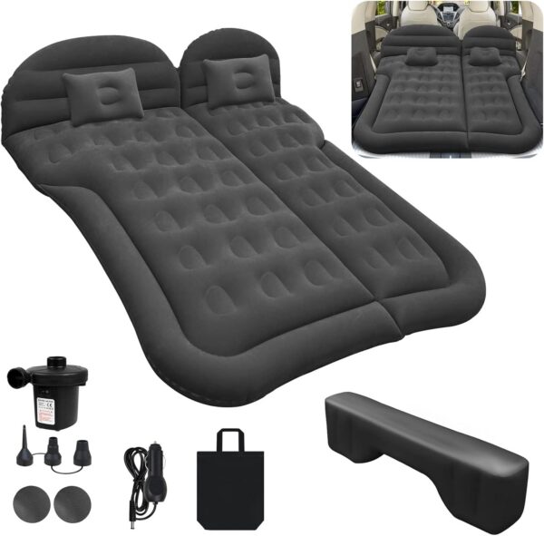 Auto Luftmatratze SUV Aufblasbare Matratze mit Pumpe MPV Air Bett Camping Auto Kissen Dickere Rücksitz Luftmatratze mit Zwei Kissen Für Camping Reisen Hinterhof Strand