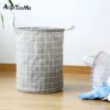 1pc Round Laundry Basket, Portable Dirty Clothes Hamper