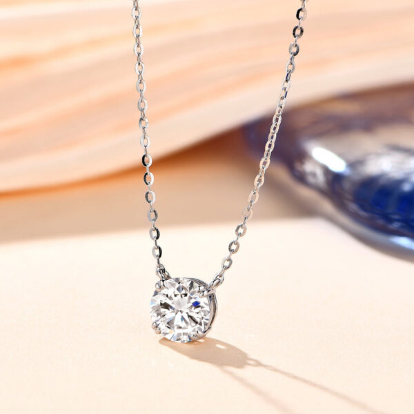 3d50f369cf00c39e Moissanite Diamond 6.5mm 1CT Woman Pendant Sier Necklace For Women Chains Party Bridal Fine Jewelry