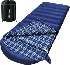 3d538681fe57c459 0 Degree Sleeping Bag 100% Cotton Flannel XXL Cold Weather Winter Oversized Sleeping Bag for Adults Camping Zero Degree Big and Tall with Compression Sack