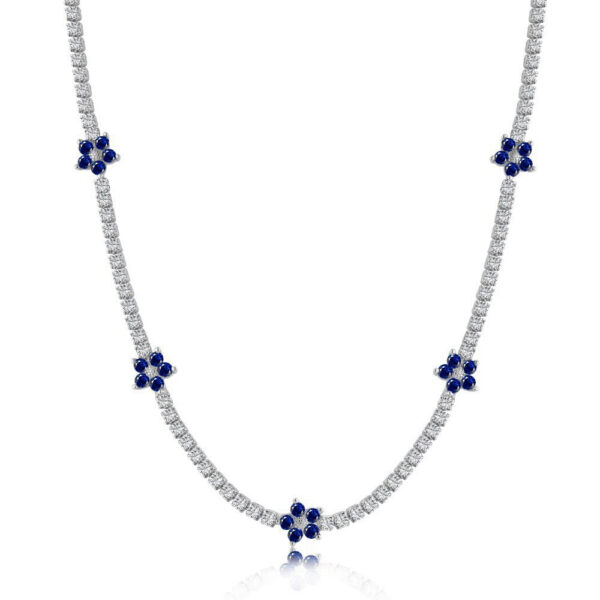 3d5801f2e168ecb8 Wong Rain 100% Sterling Sier Flower Lab Sapphire Emerald High Carbon Diamonds Gemstone Tennis Chain Necklace Fine Jewelry