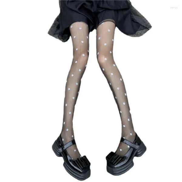 3d7c795072c7e0ee Women Socks Polka Stockings Women's Spring And Summer Thin Snagging Resistant Pantyhose Jk Sexy Black Silk Ultra-Thin Dots Stockin