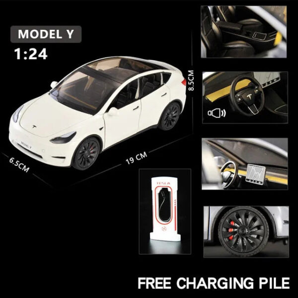 3d7dd80c32b9adeb 1:24 Tesla Y 3 S Metal Alloy Diecast Model Sound And Light Children's Toy Collectibles Birthday Gifts