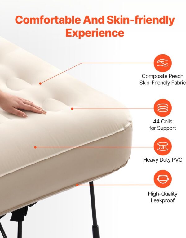 3d7e6d0380e1d604 VEVOR Air Mattress with Frame, Inflatable 2 Person Camping Cot with Built-in Pump, Portable Folding Air Beds Supports 600 lbs, Blow Up Bed for Guests Camping Travel Indoor & Outdoor Use