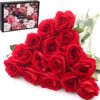 15Pcs Artificial Roses Velet Real Touch Single Stem Fake Roses Silk Realistic Bouquet Flowers Arrangements Home Office Garden Grave Party Wedding Decoration(Light Pink-15p, Blossom Roses)