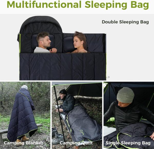 ATEPA Sleeping Bag for Adults, 3 Season Cold Weather & Warm Weather Compact Waterproof Sleeping Bag with Compression Sack for Camping Backpacking Hiking