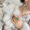 100% 18 K White Rings for Women Created Natural Emerald Gemstone Diamond Wedding Engagement Ring Fine Jewelry Gold