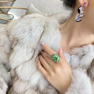 3da3f9e14a4f2c24 100% 18 K White Rings for Women Created Natural Emerald Gemstone Diamond Wedding Engagement Ring Fine Jewelry Gold