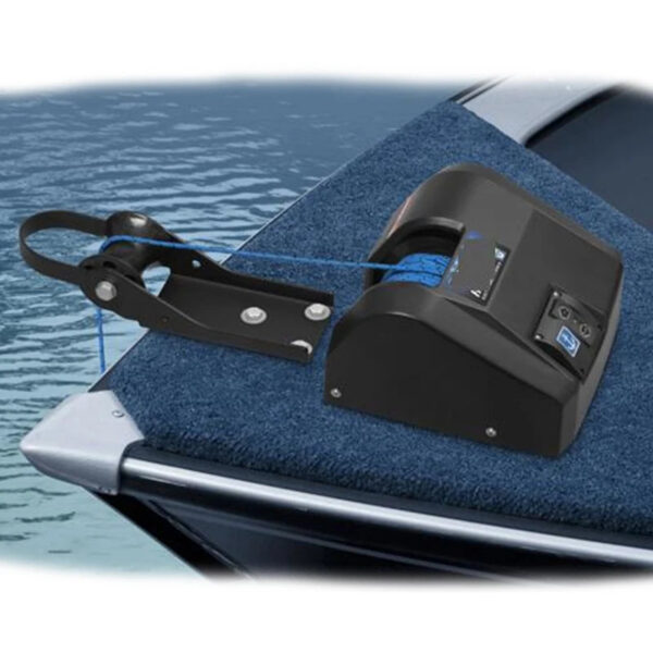Marine Electric Anchor Winch for Anchors Up to 20 lbs Includes 100ft of Anchor Rope with Marine-grade Tinned Wire White Black