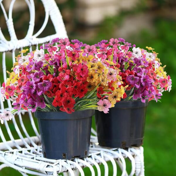 3dd86d696101817c 24 Bundles Artificial Flowers for Outdoor,No Fade Fake Plastic Flowers Faux Plants for Decoration Hanging Planters Indoor Outside Garden Porch Window Box Home Wedding Farmhouse