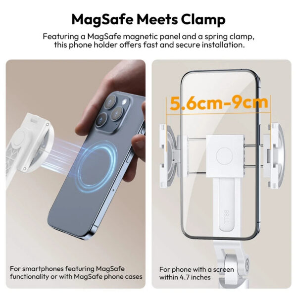 3dd8ef61fe5e7d9b Ulanzi TT88 1.44M Overhead Selfie Stick Phone Tripod with Magnetic Clamp Wireless Remote Extension Tripod for LiveStreaming Vlog