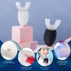 Romooa 2 Pieces Ultrasonic Electric Toothbrush Adults U Shaped Automatic Toothbr