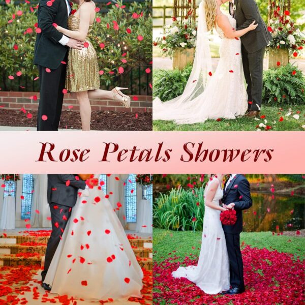 Red Rose Petals Decorations Set, 1000 Pieces Artificial Rose Petals with 3Pcs Romantic Banner, Rose Petals for Romantic Night for Her Set, Special Night Party Decor for Home, Wedding, Anniversary
