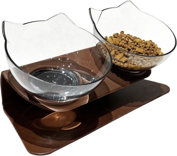 Elevated Cat Bowls with Raised Stand, Pet Food Water Feeder Bowl, 15° Tilted Pet Bowl Stress-Free Suit for Cats Small Dogs
