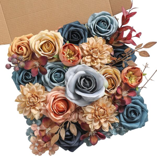 3e1024b5bf6ba181 YYHUAWU Artificial Flowers Combo Set Fake Flower Leaf Box with Stems for DIY Wedding Bouquets Centerpieces Arrangements Baby Shower Party Home Decorations