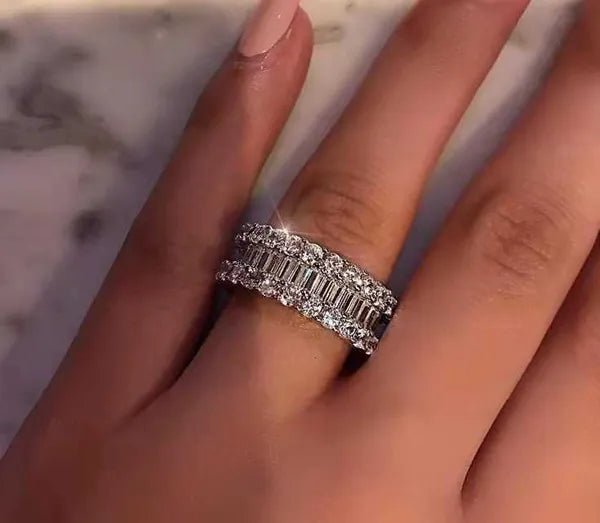Emerald Cut 2ct Diamond Cz Ring Sterling Sier Promise Engagement Wedding Band Rings for Women Gemstones Party Jewelry Gift
