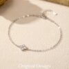 MODIAN 925 Sterling Silver Exquisite Lucky Four Leaf Clover CZ Link Chain Stackable Sweet Bracelet For Women Daily Fine Jewelry