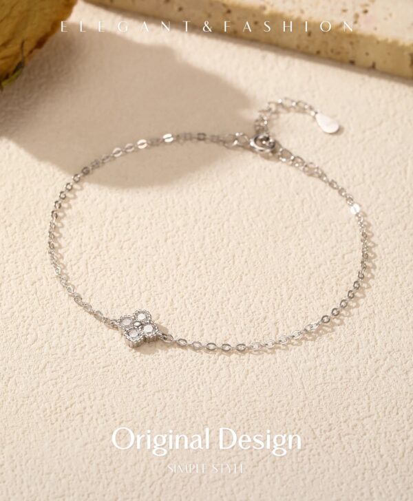 MODIAN 925 Sterling Silver Exquisite Lucky Four Leaf Clover CZ Link Chain Stackable Sweet Bracelet For Women Daily Fine Jewelry