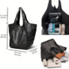 3e3230b8a18d3985 Large Capacity Retro Tote Bag, Soft PU Leather Shoulder Bag, Stitching Handbag For Work Travel Shopping