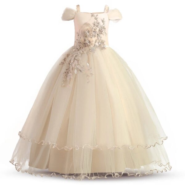 3e3626f133dcbcdd Teens Dresses for Wedding Evening Kids Appliques Flower Princess Birthday Party Long Gown Girls Vestidos Banquet Dress