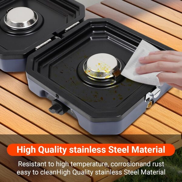 3e36ca99cb38db49 2025 Upgraded 2-Burner Folding Propane Camp Stove - 16K BTU Portable Camping Stove w/Piezo Ignition, Griddle & Carry Bag for Tailgating, Barbecue (Blue)