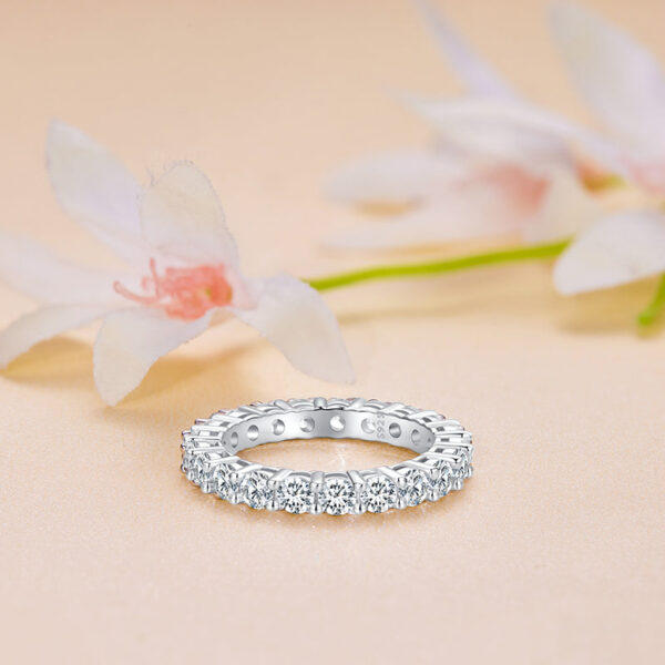 BAMOER Moissanite Full Eternity Band for Women Sterling Sier Diamond Wedding Engagement Ring