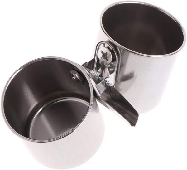 Pet Bird Food Feeding and Drinking Hanging Cup Clamp Holder Stainless Steel Hanging Bowl for Parrot Macaw African Greys Budgies Parakeet Cockatiels Conure Lovebirds Finch Pigeon Cage